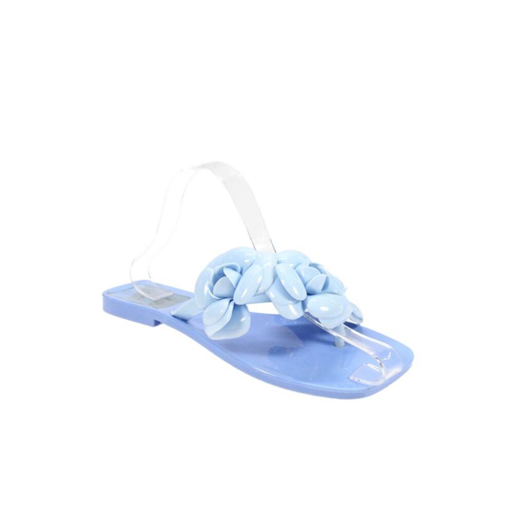 Jeffrey Campbell Womens Floral Detail Jelly Flip Flops Blue Size 8